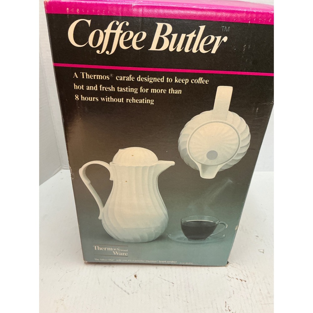 Thermos Vintage 1982 Coffee Butler Carafe Swirl White Glass Lined 1L No 450